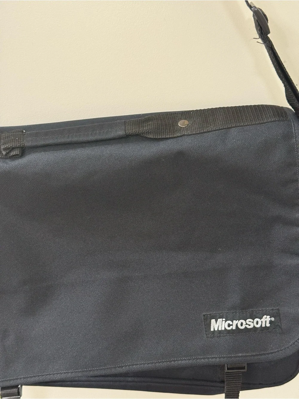 Microsoft Black Canvas VTG Lap Top Bag Shoulder Strap Satchel Vintage Promo Tech